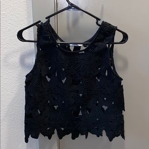 Black Floral Tank Top